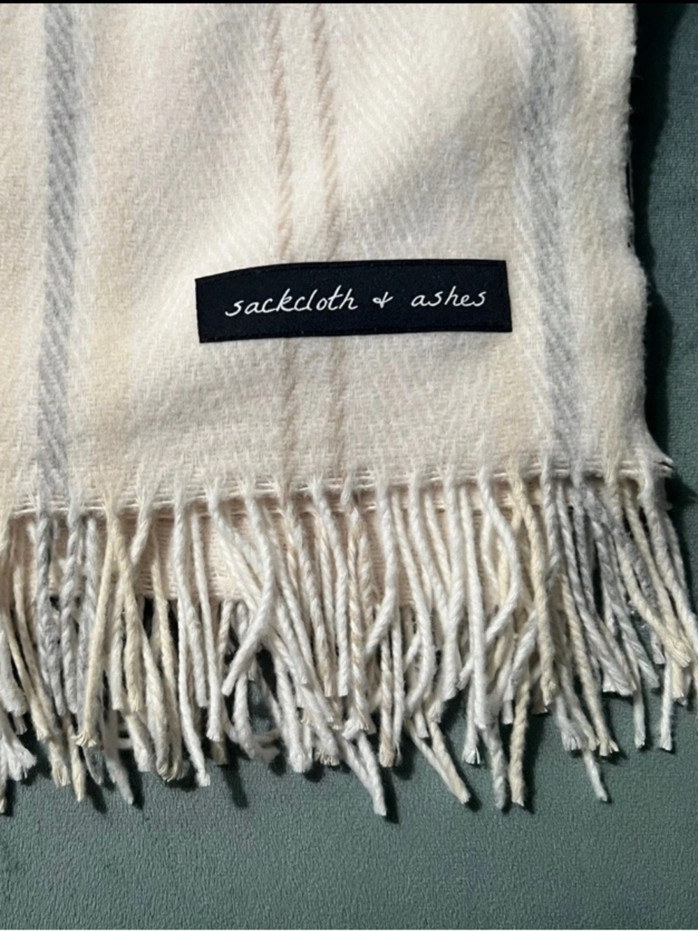 Sackcloth & Ashes Blanket Throw Spread Cover-Neutral Cream Tan Gray Stripe-NEW